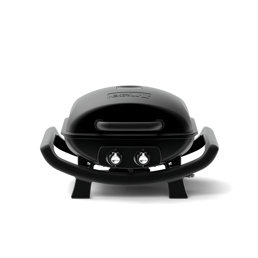 Table Top 2 Burners Propane Gas Grill in Black Cast Aluminum