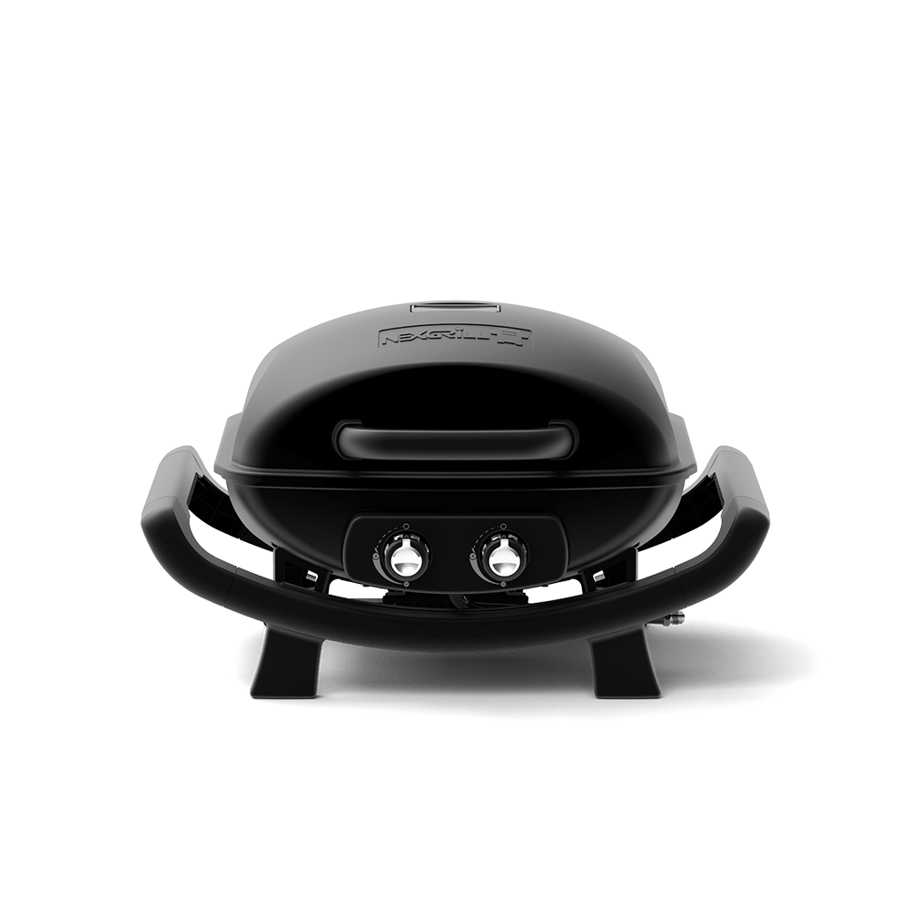 Table Top 2-Burners Propane Gas Grill in Black Cast Aluminum